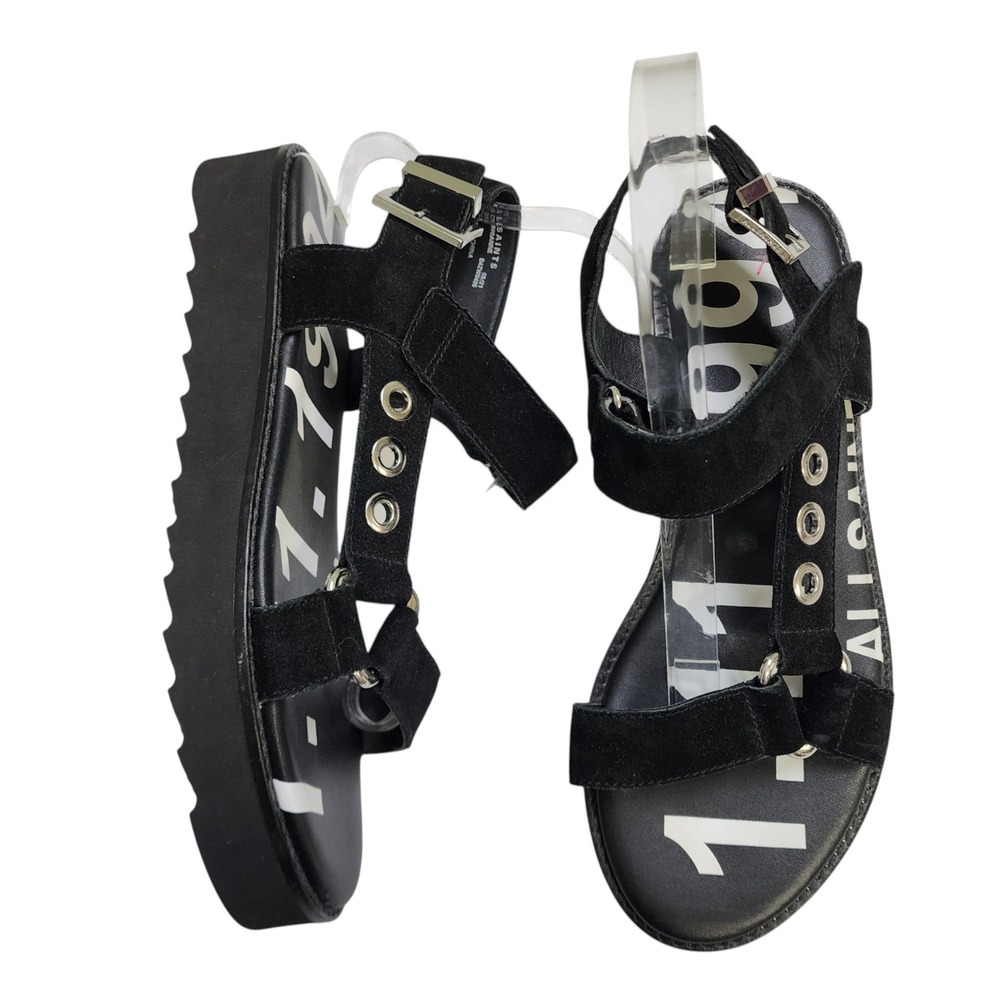 AllSaints Womens Rhianne Black Suede Platform Sandals Size US 11 EU 41 Chunky